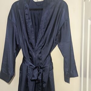 Victoria's Secret Midnight Blue Satin Robe